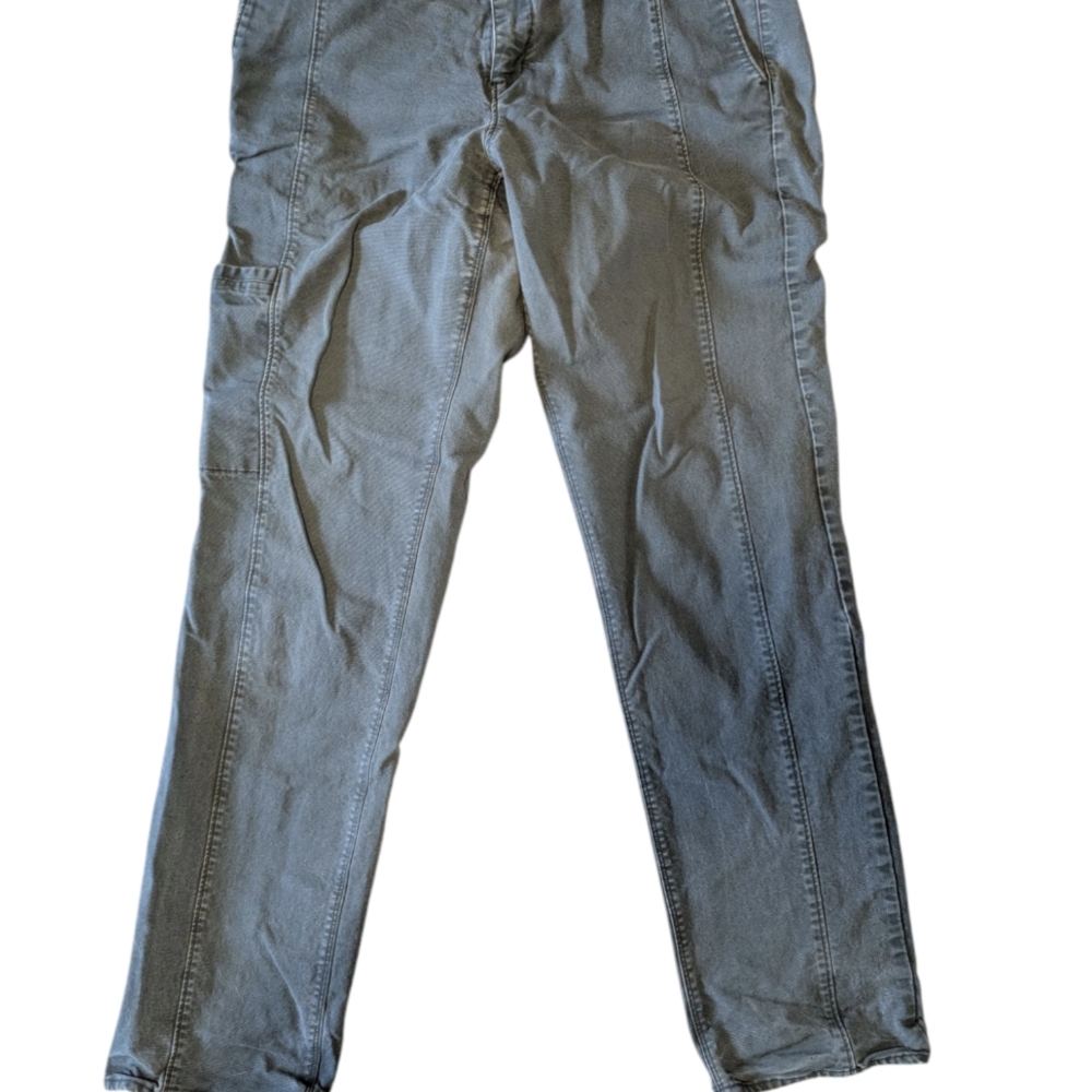 Jade/Gray Cargo Pants with Utilitarian Style and Straight Leg 100% Cotton